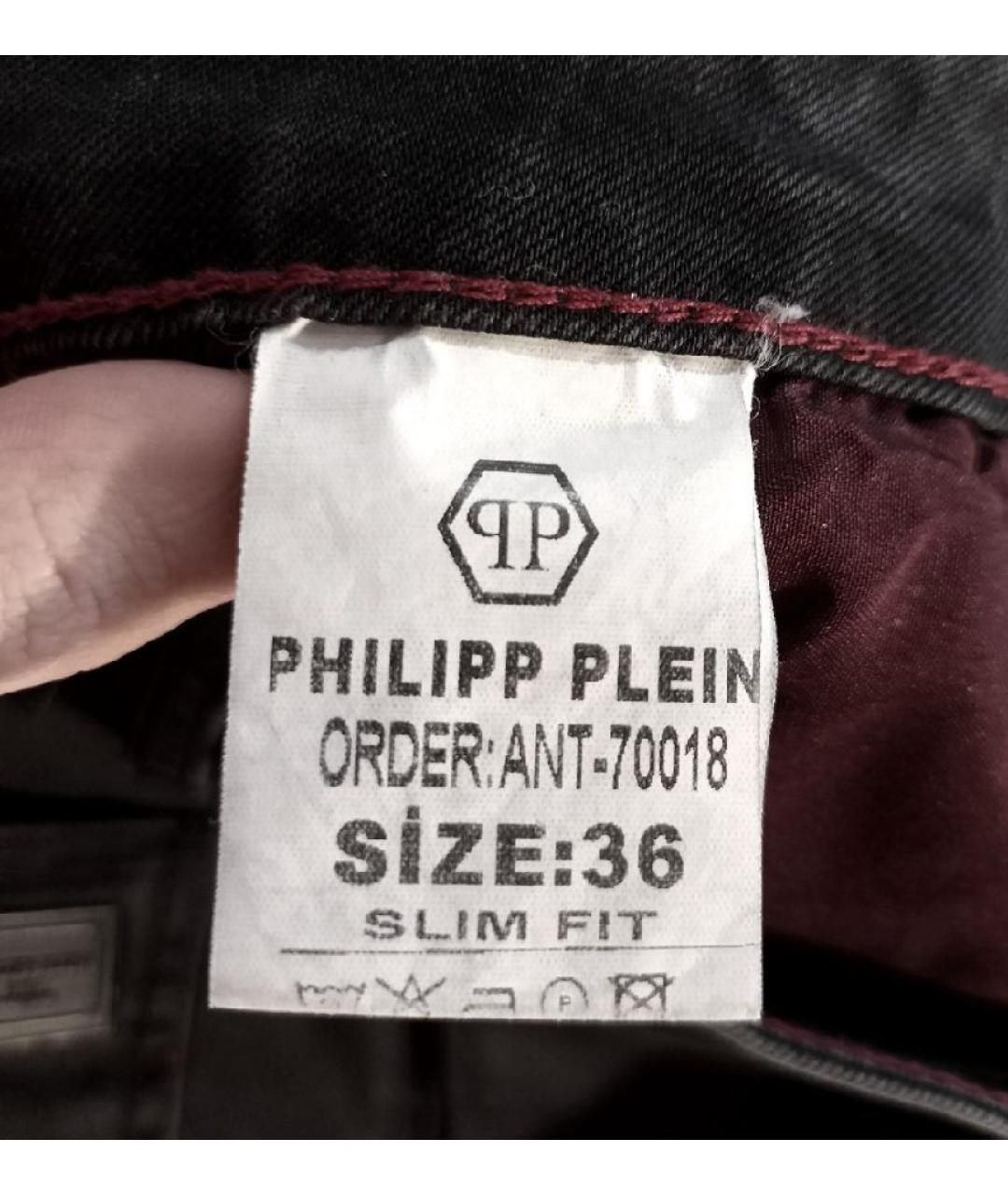 PHILIPP PLEIN Черные хлопковые прямые джинсы, фото 6