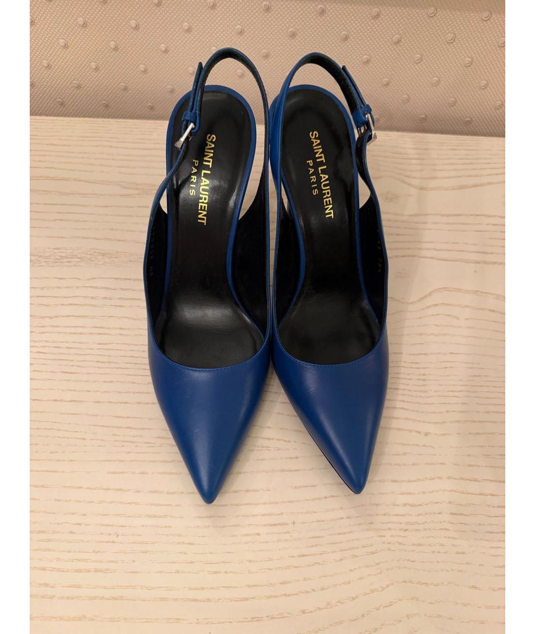 SAINT LAURENT Синие кожаные туфли, фото 3