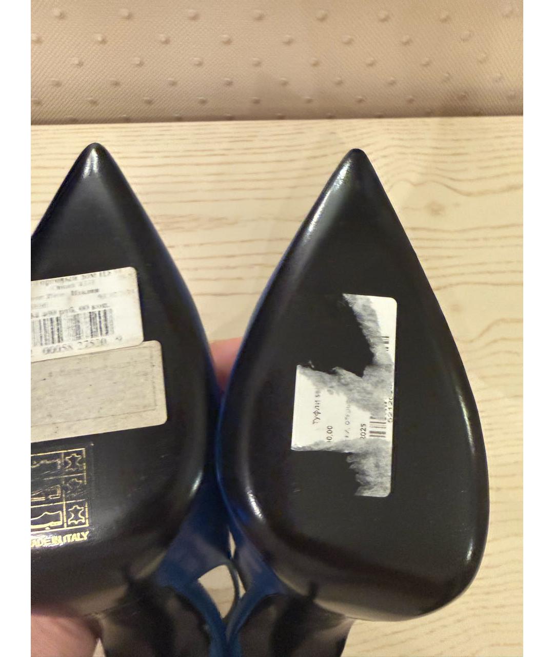 SAINT LAURENT Синие кожаные туфли, фото 5