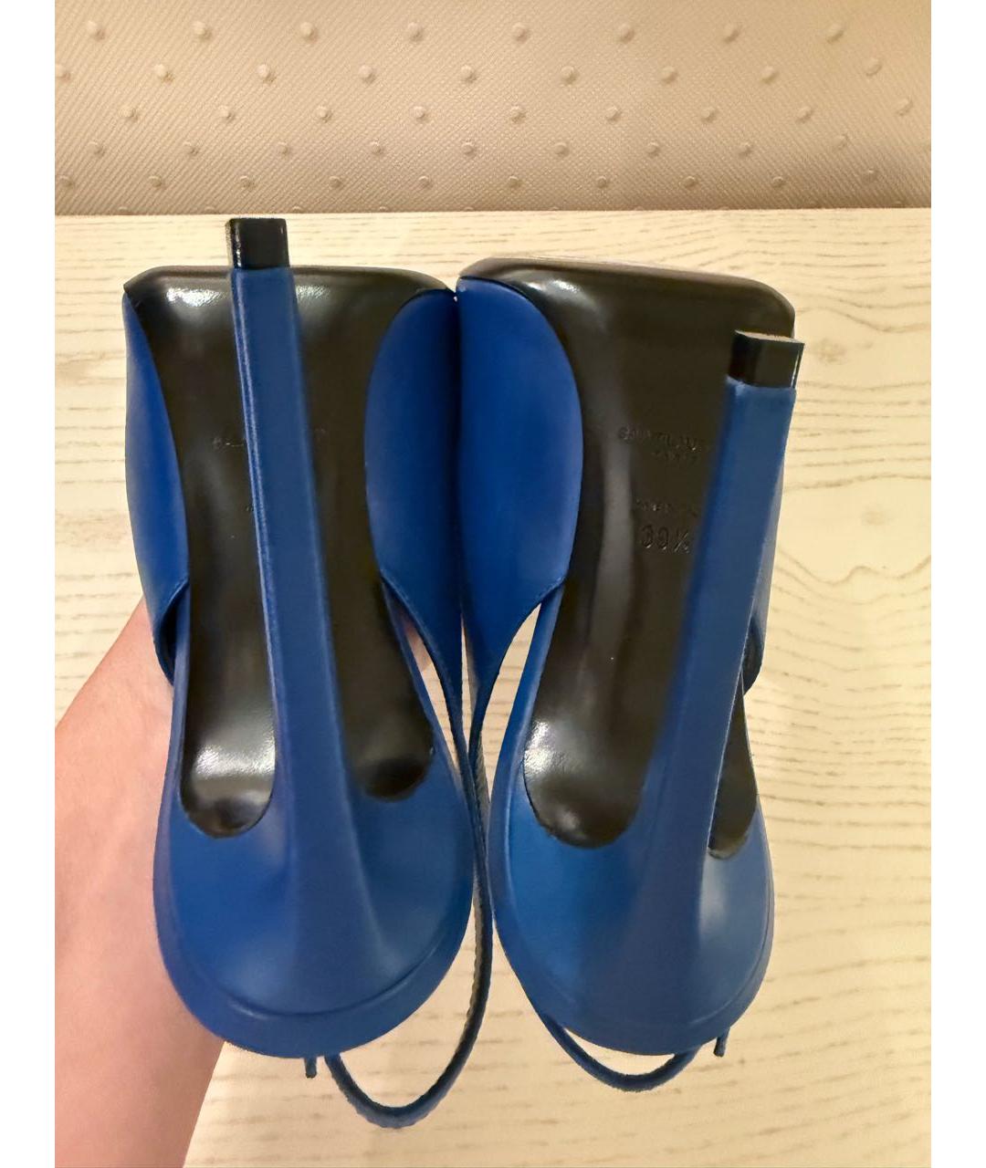 SAINT LAURENT Синие кожаные туфли, фото 6