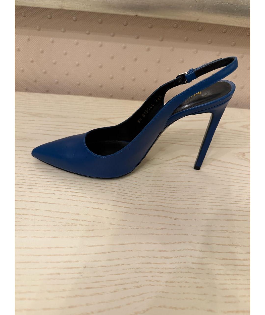 SAINT LAURENT Синие кожаные туфли, фото 9