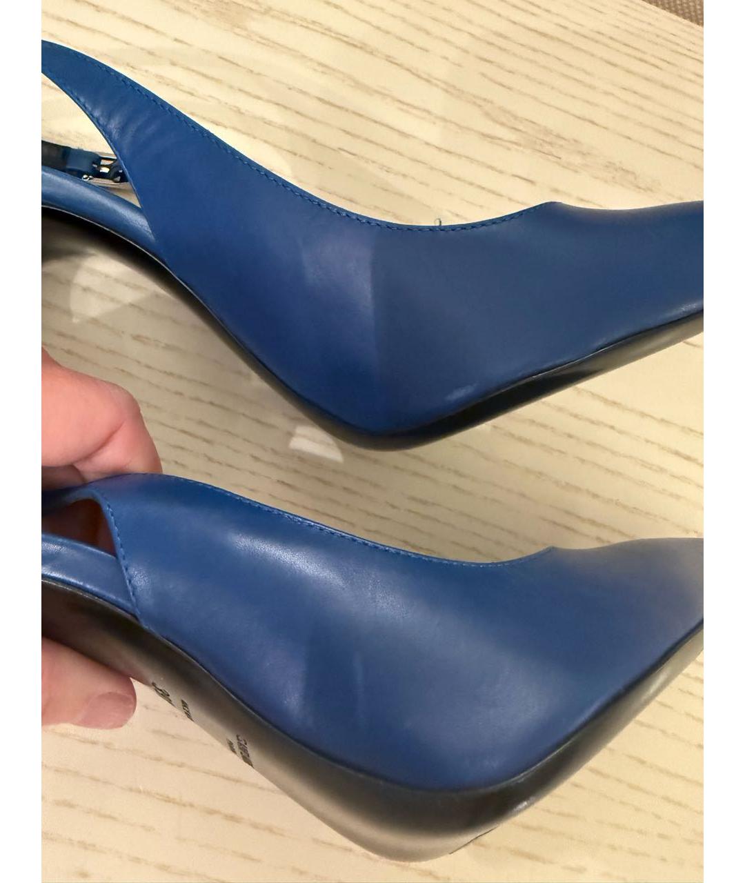 SAINT LAURENT Синие кожаные туфли, фото 8