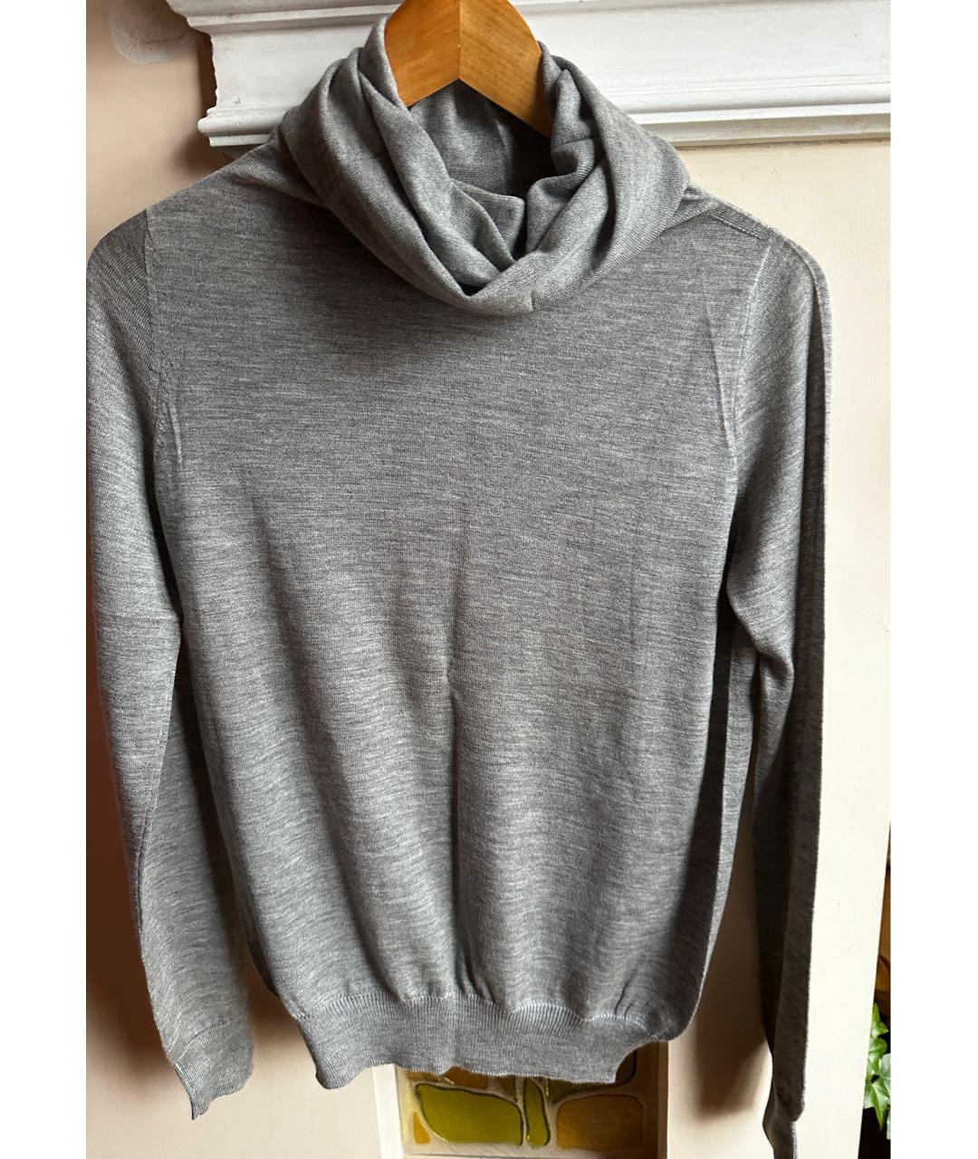 JIL SANDER Серая шерстяная водолазка, фото 6
