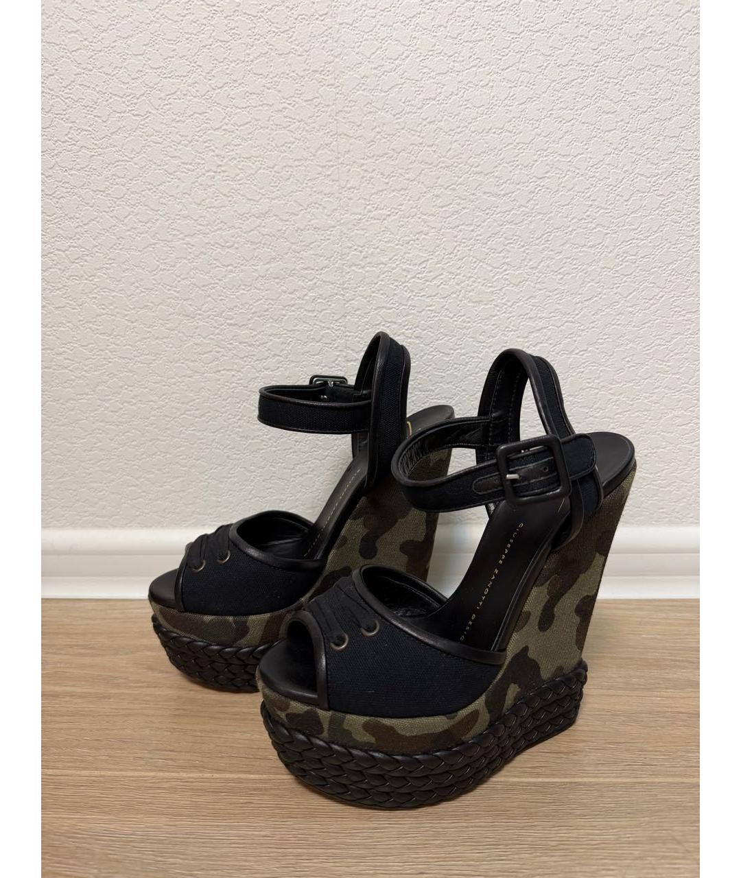 GIUSEPPE ZANOTTI DESIGN Хаки текстильные босоножки, фото 6