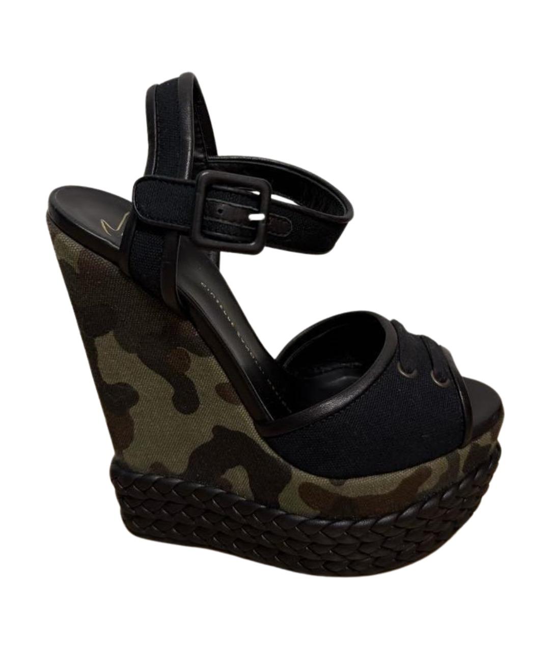 GIUSEPPE ZANOTTI DESIGN Хаки текстильные босоножки, фото 1