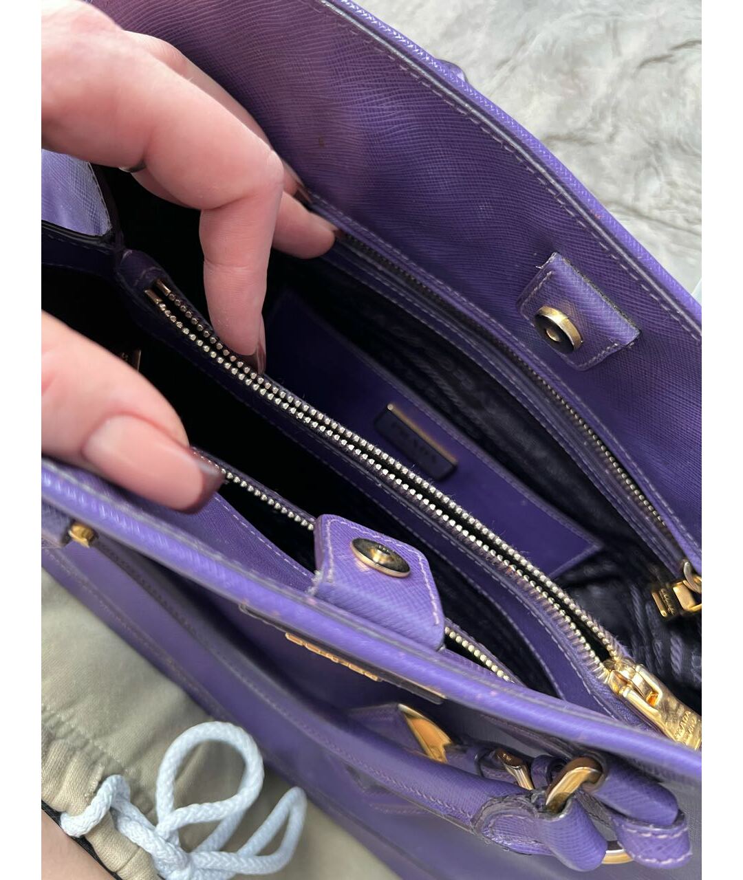 PRADA Фиолетовая кожаная сумка тоут, фото 4