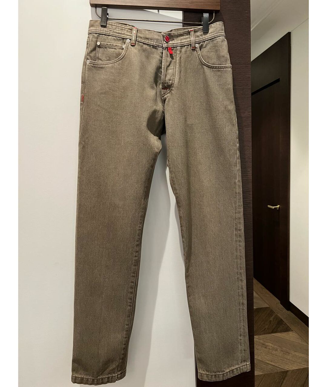 KITON Коричневые прямые джинсы, фото 8