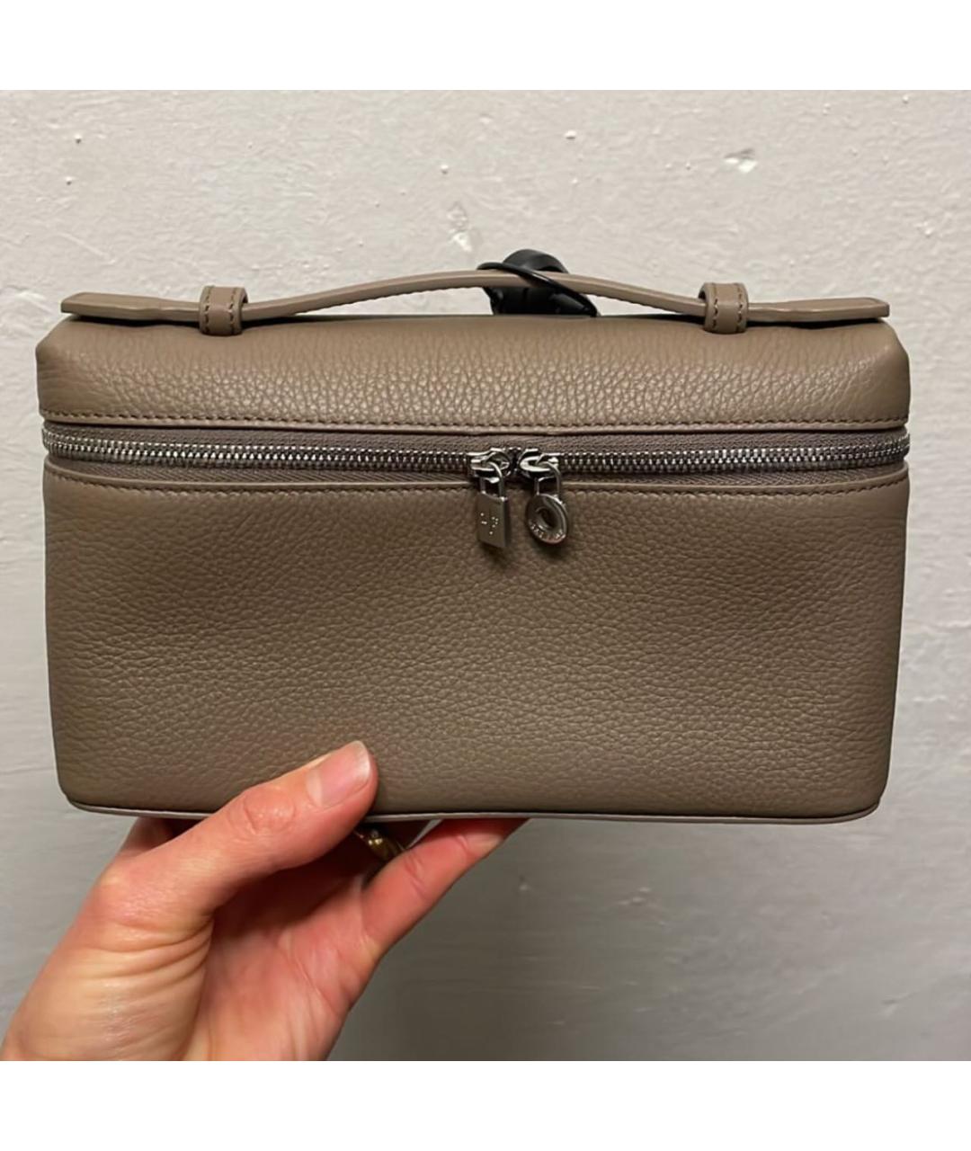 LORO PIANA Бежевая кожаная сумка с короткими ручками, фото 2