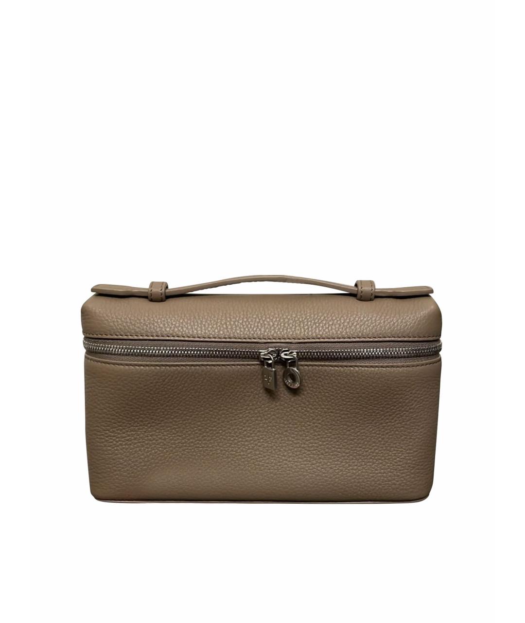 LORO PIANA Бежевая кожаная сумка с короткими ручками, фото 1