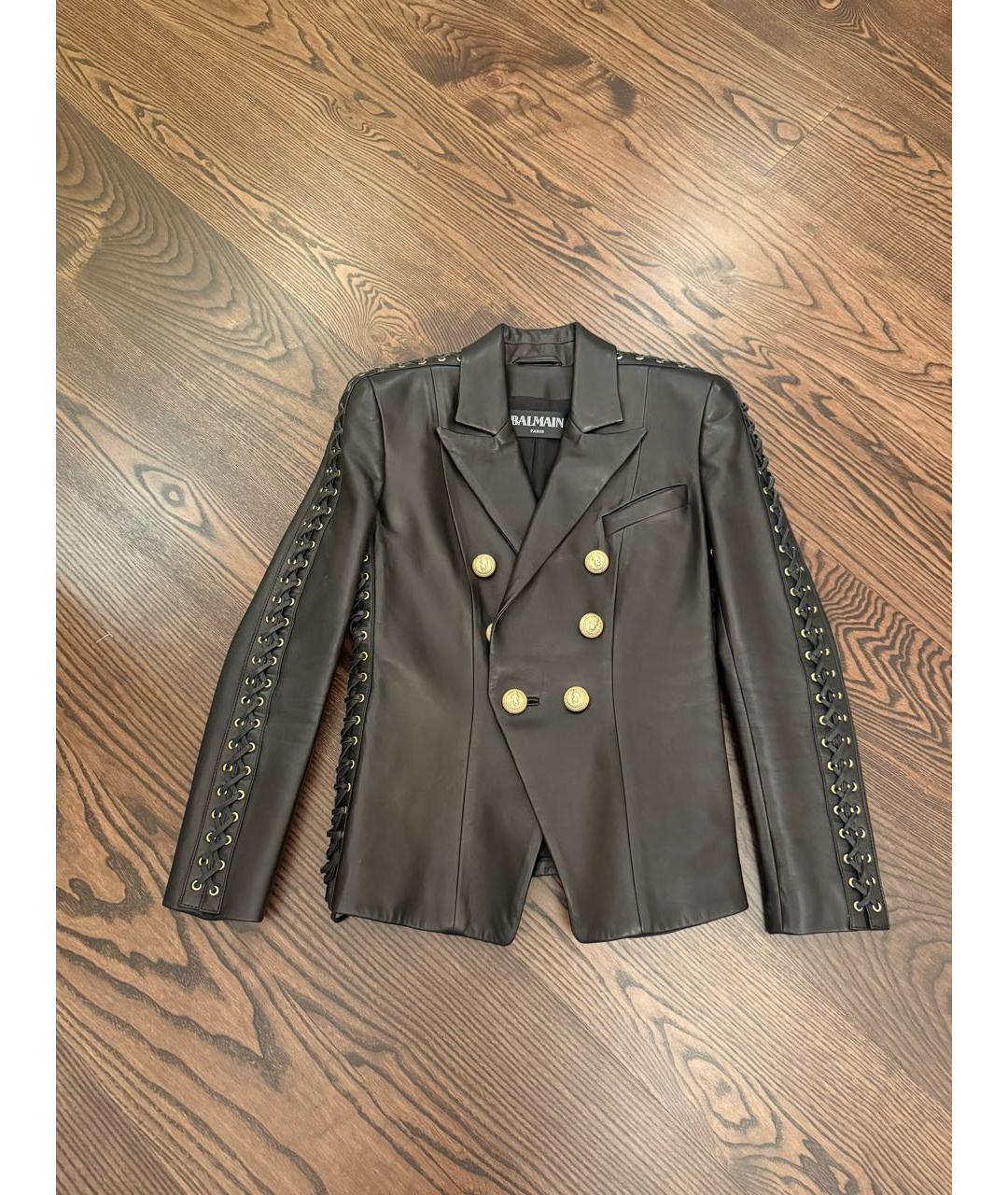 BALMAIN Черный кожаный жакет/пиджак, фото 7
