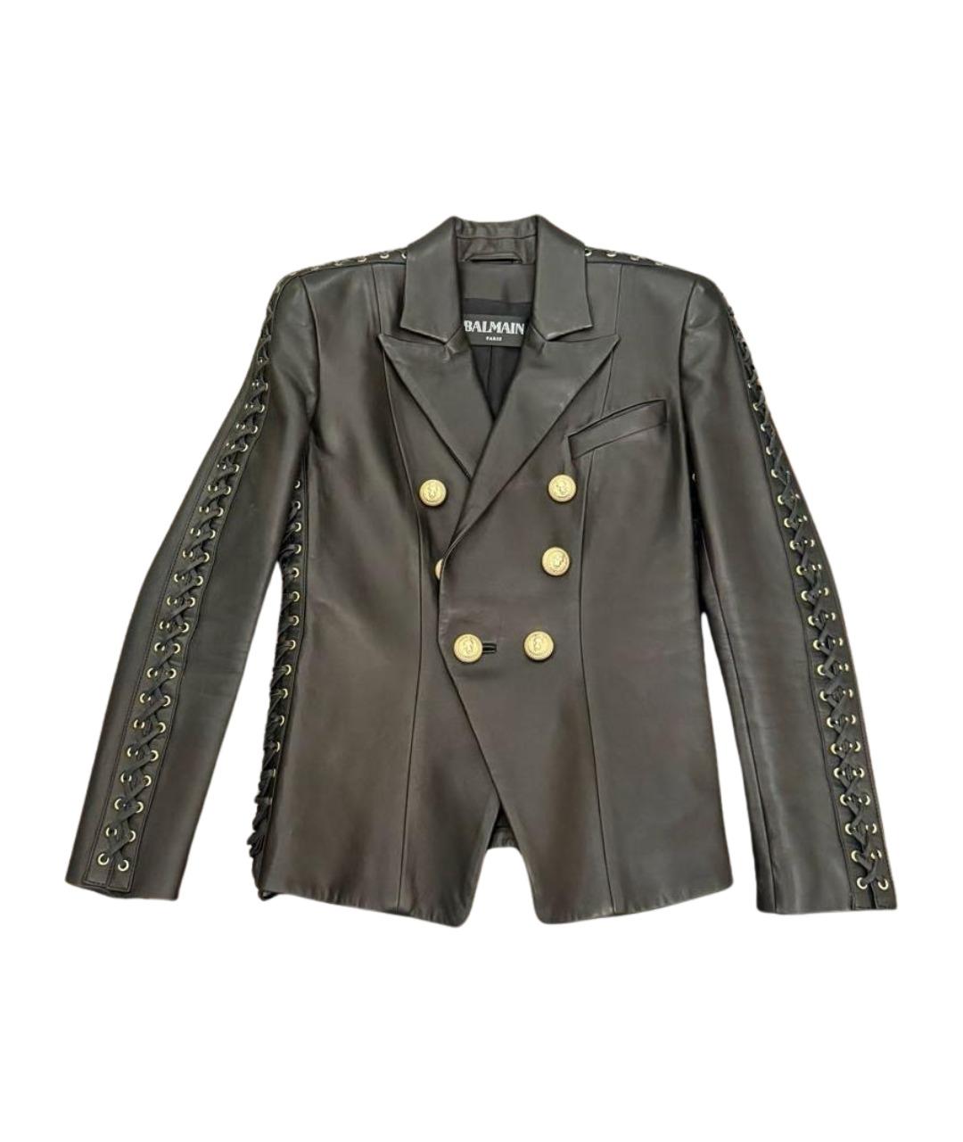 BALMAIN Черный кожаный жакет/пиджак, фото 1
