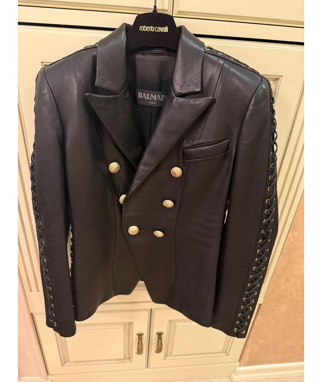 BALMAIN Черный кожаный жакет/пиджак, фото 2