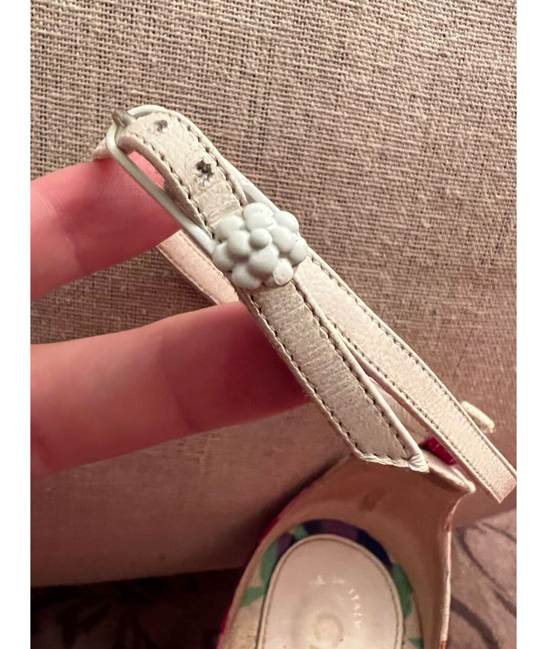 CHANEL Белые текстильные босоножки, фото 6