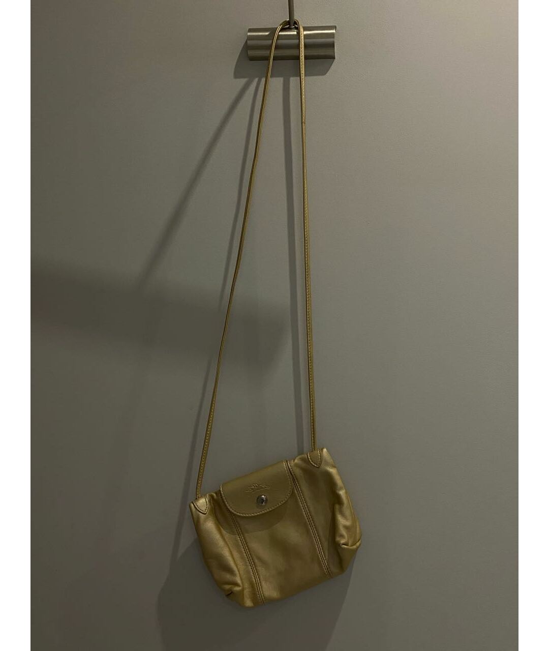 LONGCHAMP Золотая кожаная сумка через плечо, фото 5