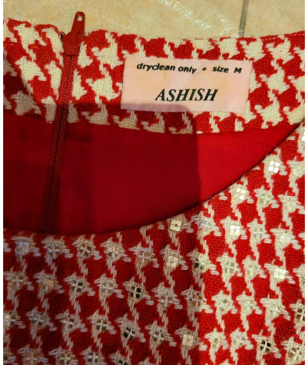 ASHISH Красное шерстяное коктейльное платье, фото 3