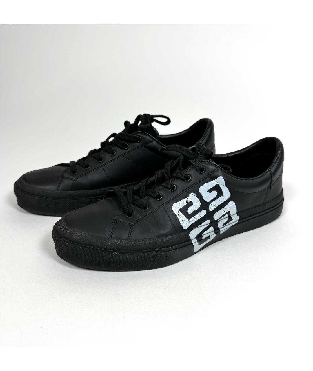 GIVENCHY Черные кожаные низкие кроссовки / кеды, фото 3
