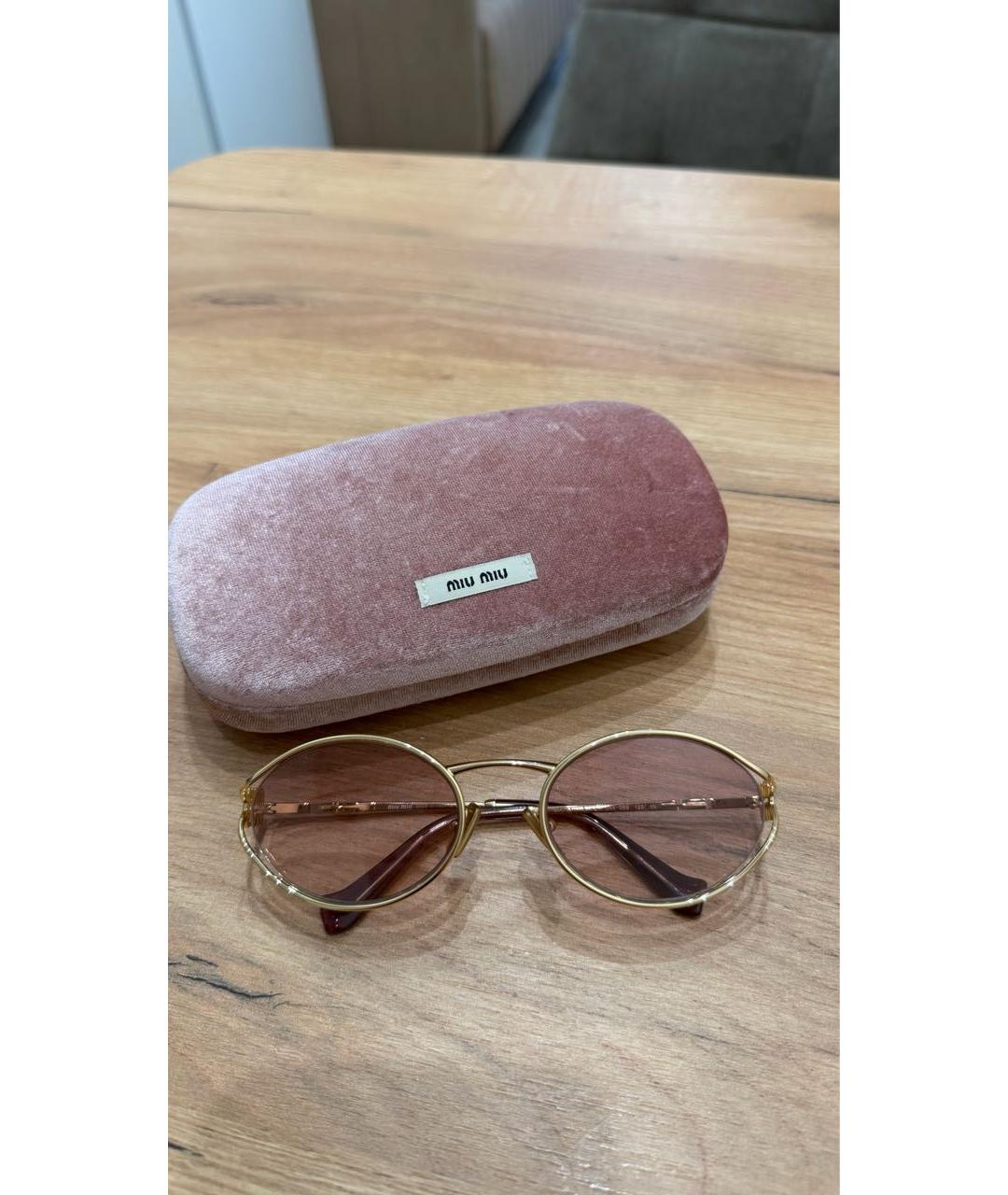 MIU MIU Розовые металлические солнцезащитные очки, фото 5