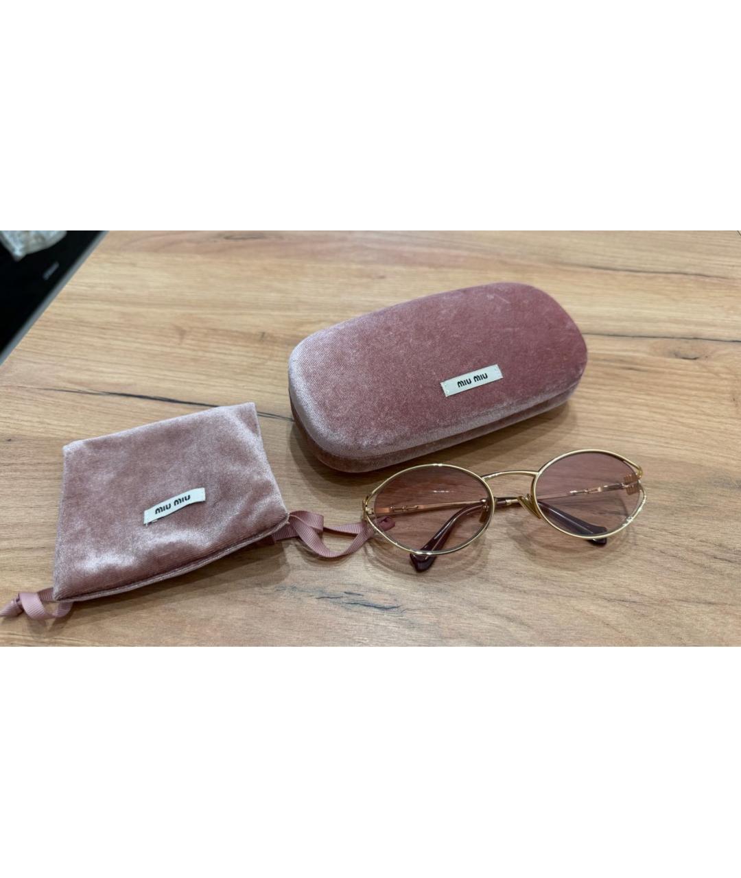 MIU MIU Розовые металлические солнцезащитные очки, фото 2