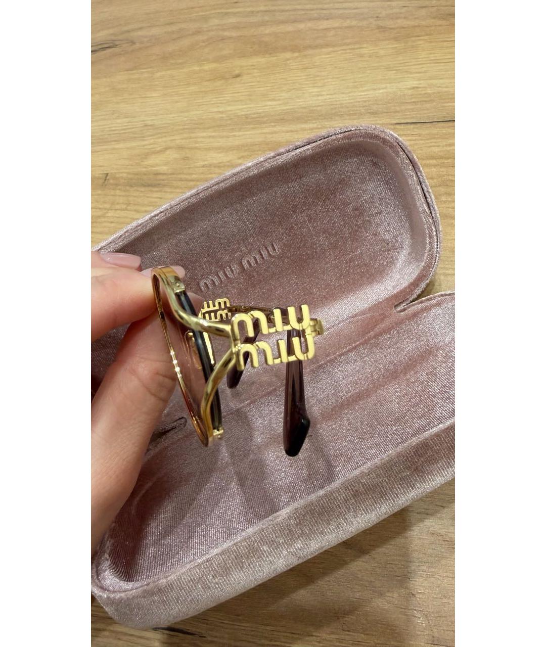 MIU MIU Розовые металлические солнцезащитные очки, фото 3