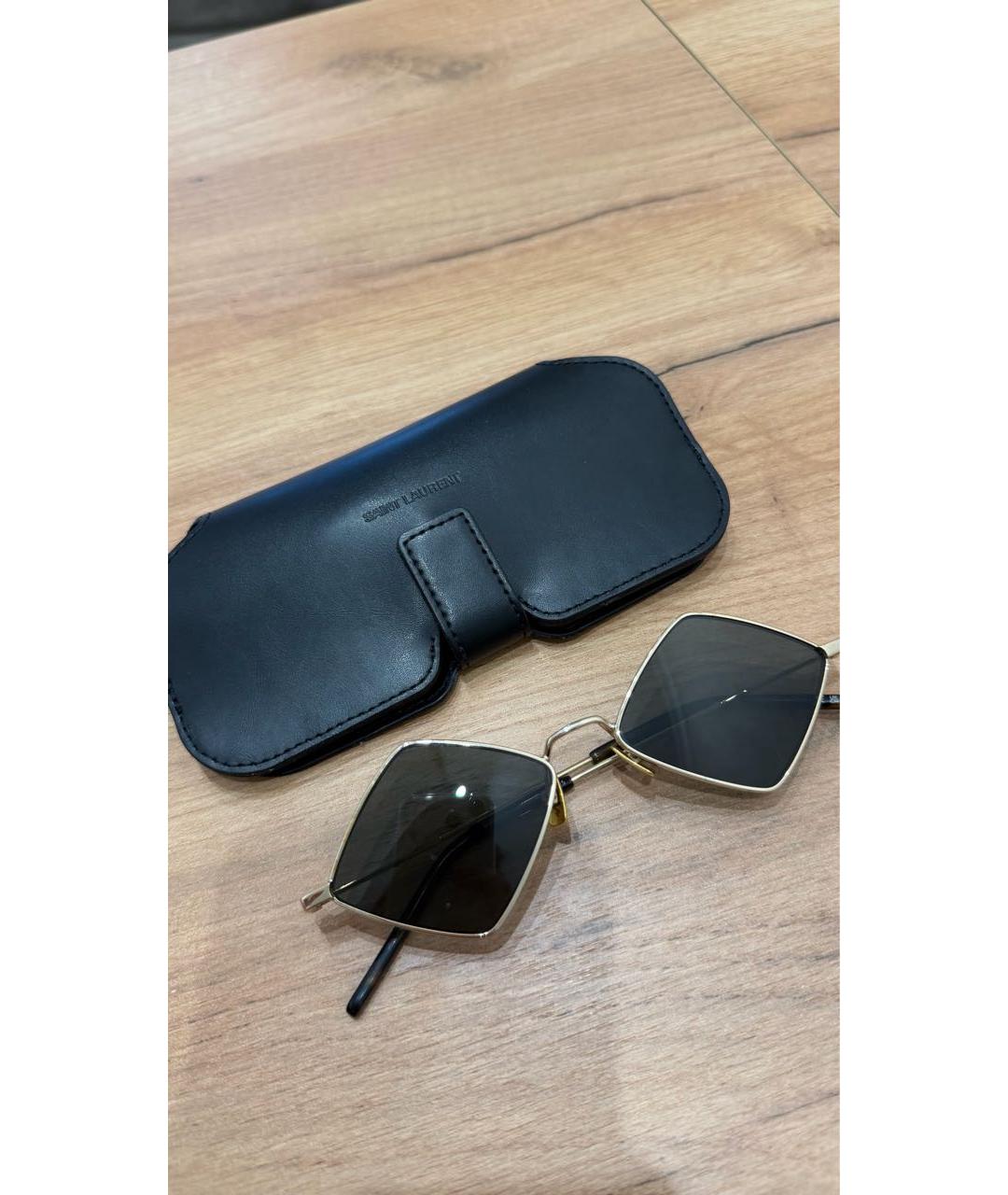 SAINT LAURENT Черные металлические солнцезащитные очки, фото 5