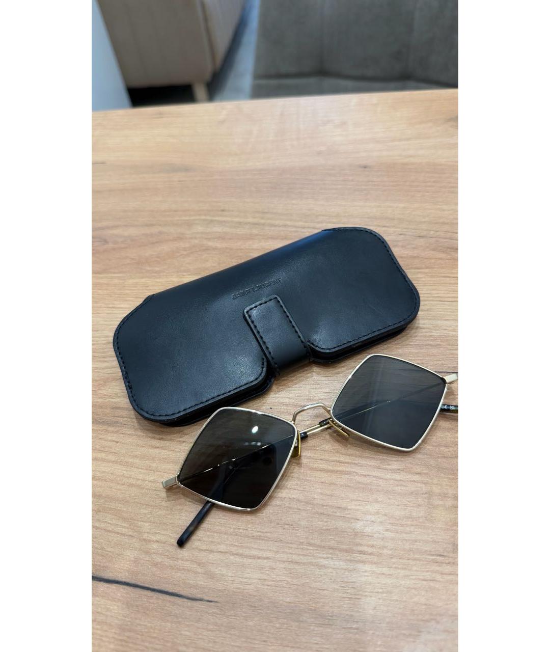 SAINT LAURENT Черные металлические солнцезащитные очки, фото 4