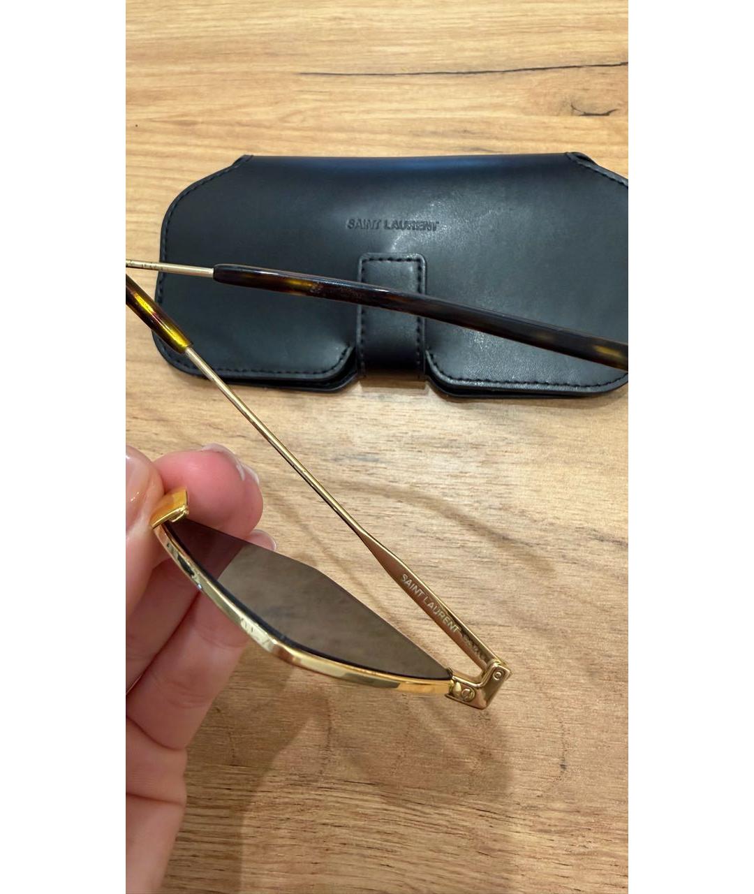 SAINT LAURENT Черные металлические солнцезащитные очки, фото 3