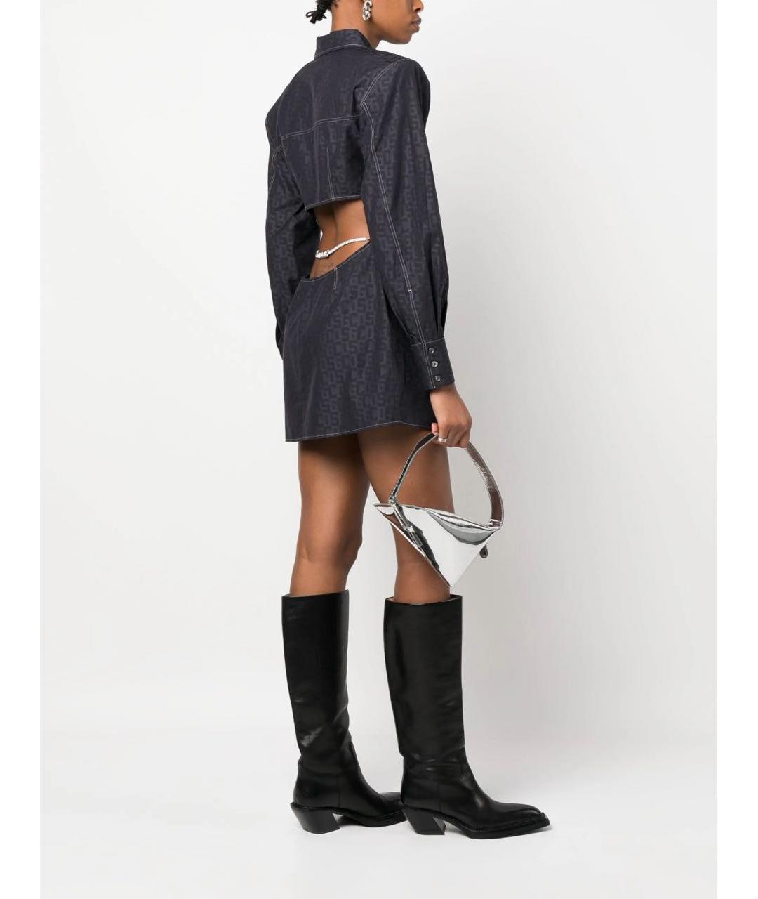 GCDS Антрацитовое хлопковое повседневное платье, фото 7