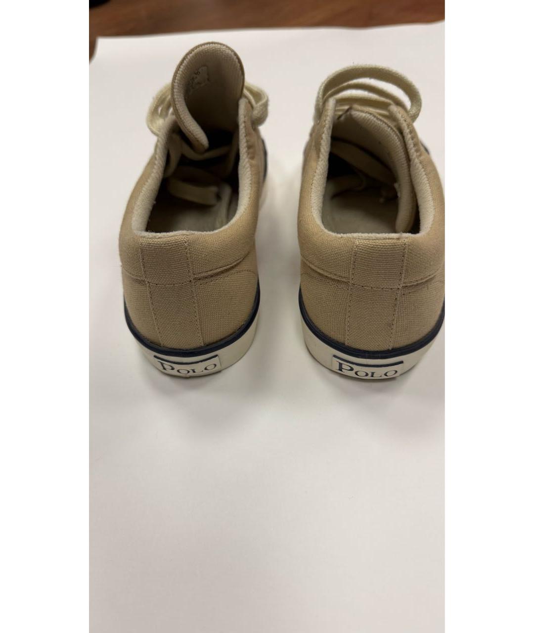 POLO RALPH LAUREN Бежевые текстильные низкие кроссовки / кеды, фото 4