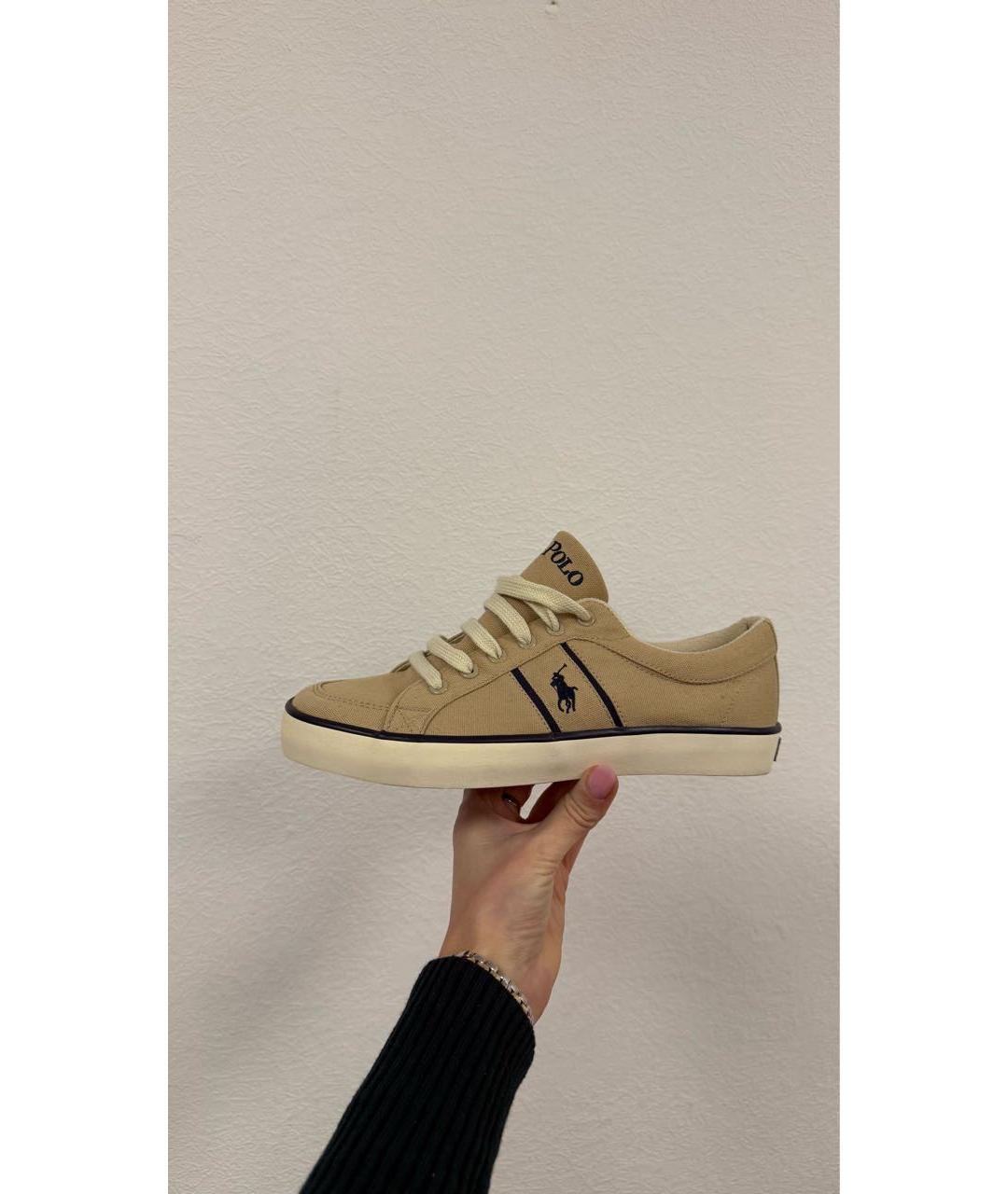 POLO RALPH LAUREN Бежевые текстильные низкие кроссовки / кеды, фото 5
