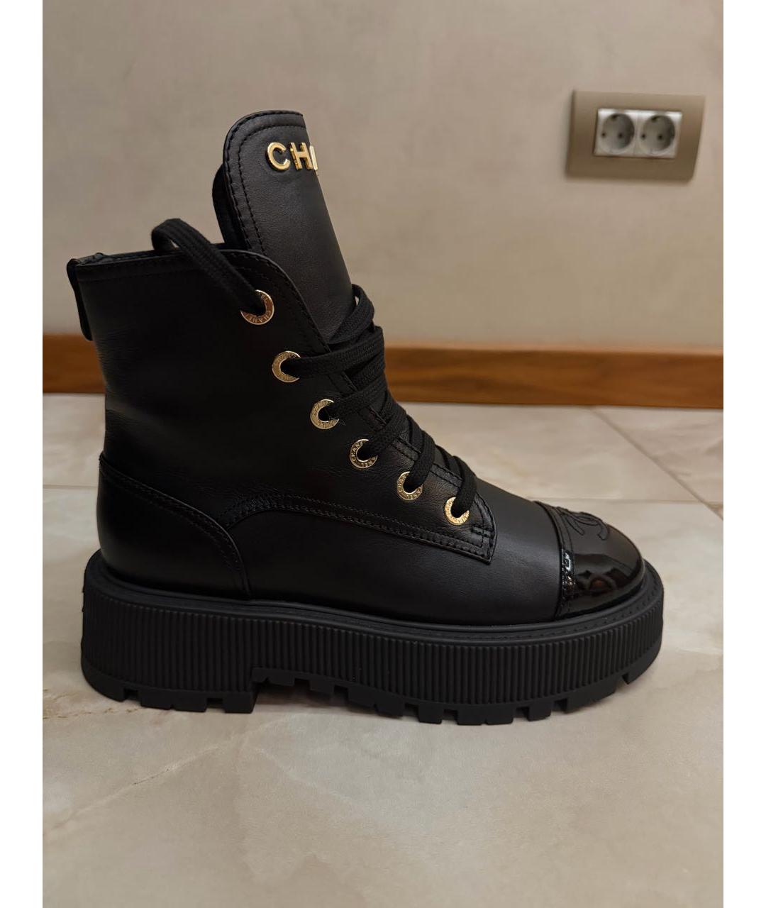 CHANEL Черные кожаные ботинки, фото 5