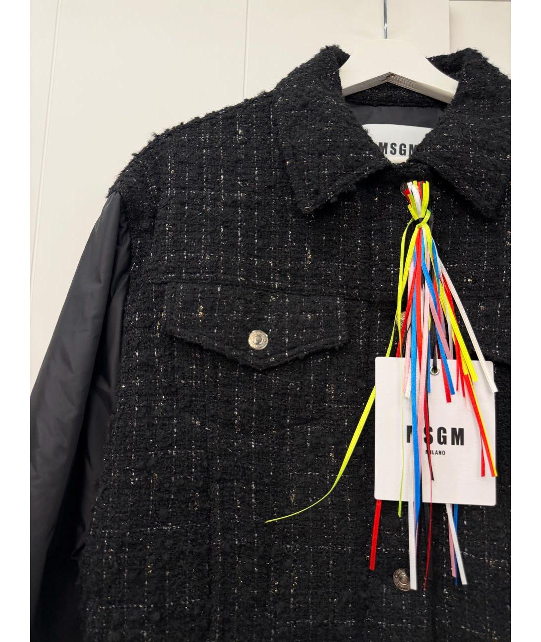 MSGM Черная твидовая куртка, фото 3
