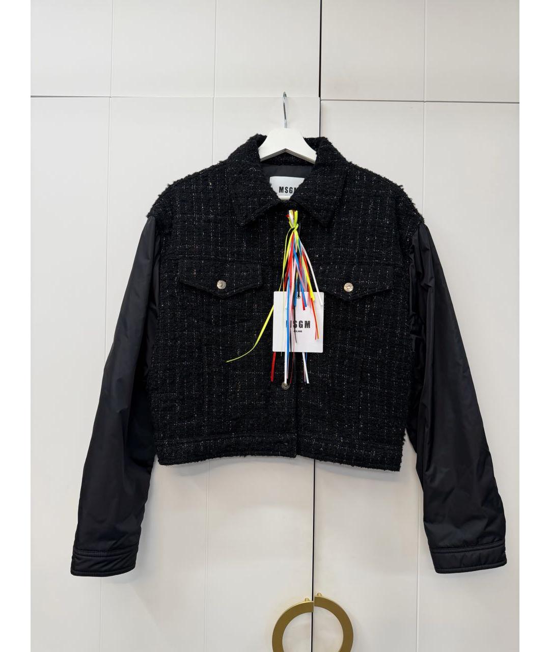 MSGM Черная твидовая куртка, фото 2