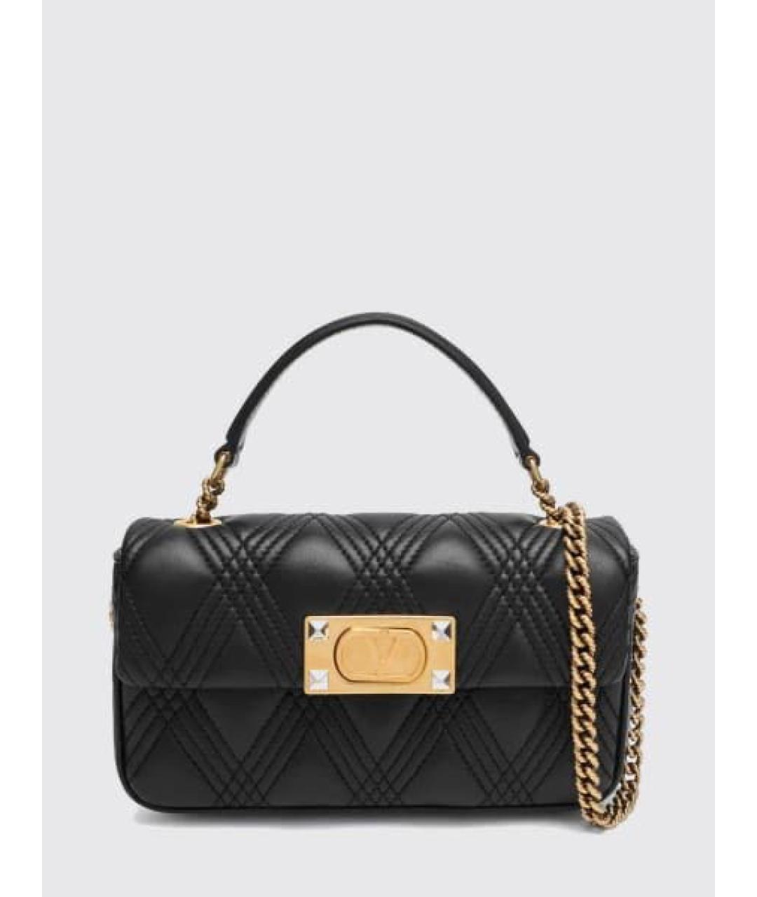 VALENTINO Черная кожаная сумка через плечо, фото 6