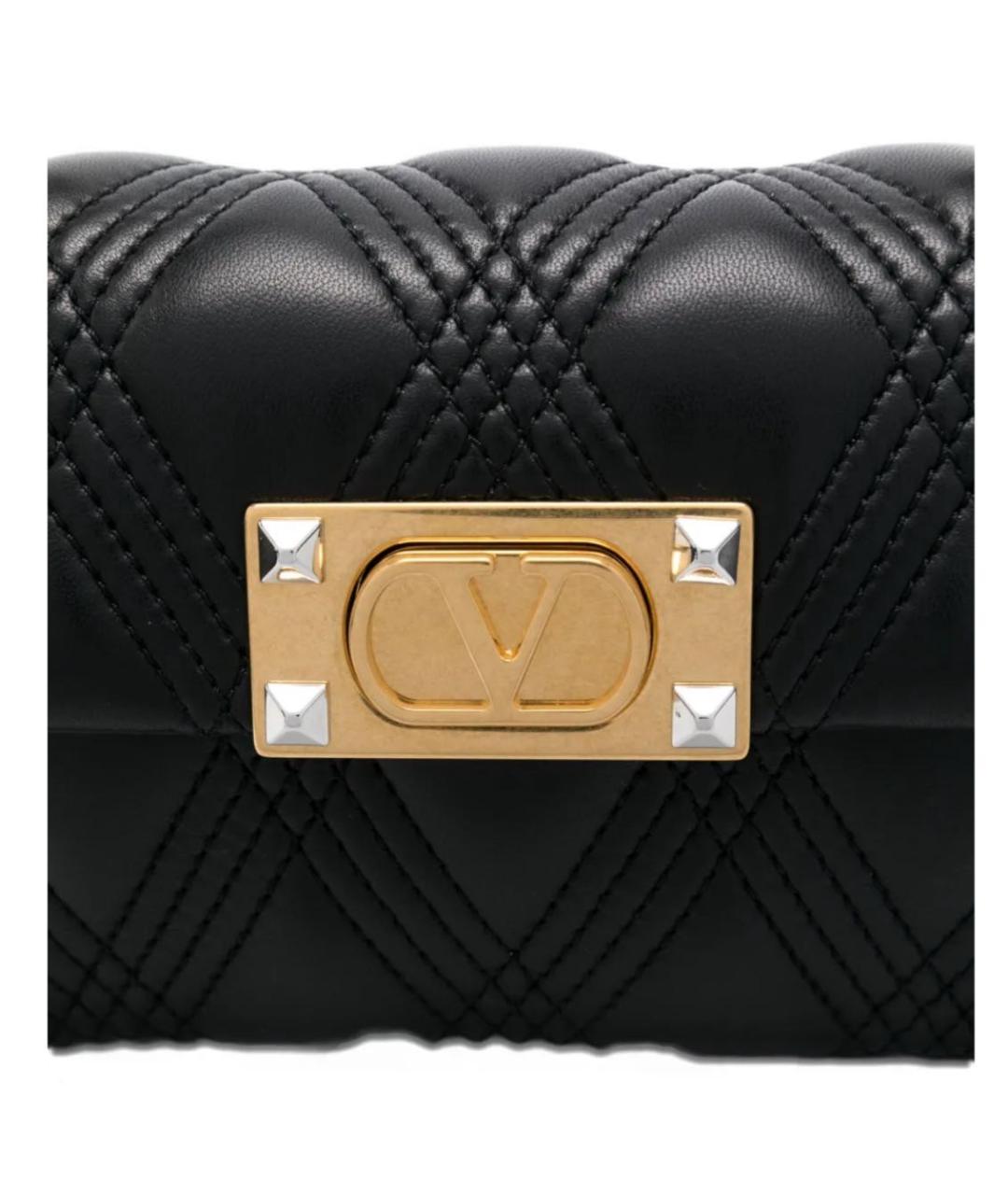 VALENTINO Черная кожаная сумка через плечо, фото 3