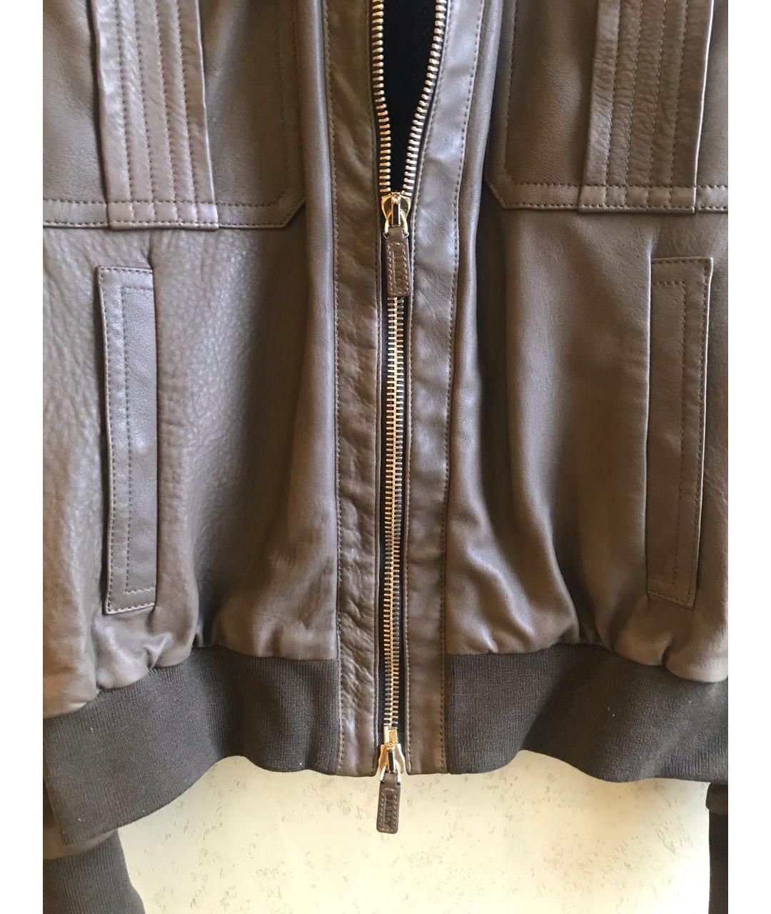 BALLY Коричневая кожаная куртка, фото 4