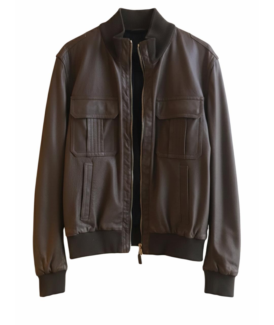 BALLY Коричневая кожаная куртка, фото 1