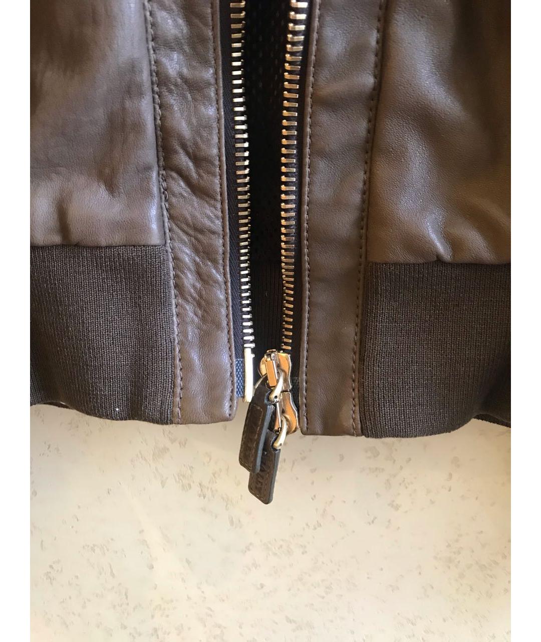 BALLY Коричневая кожаная куртка, фото 8