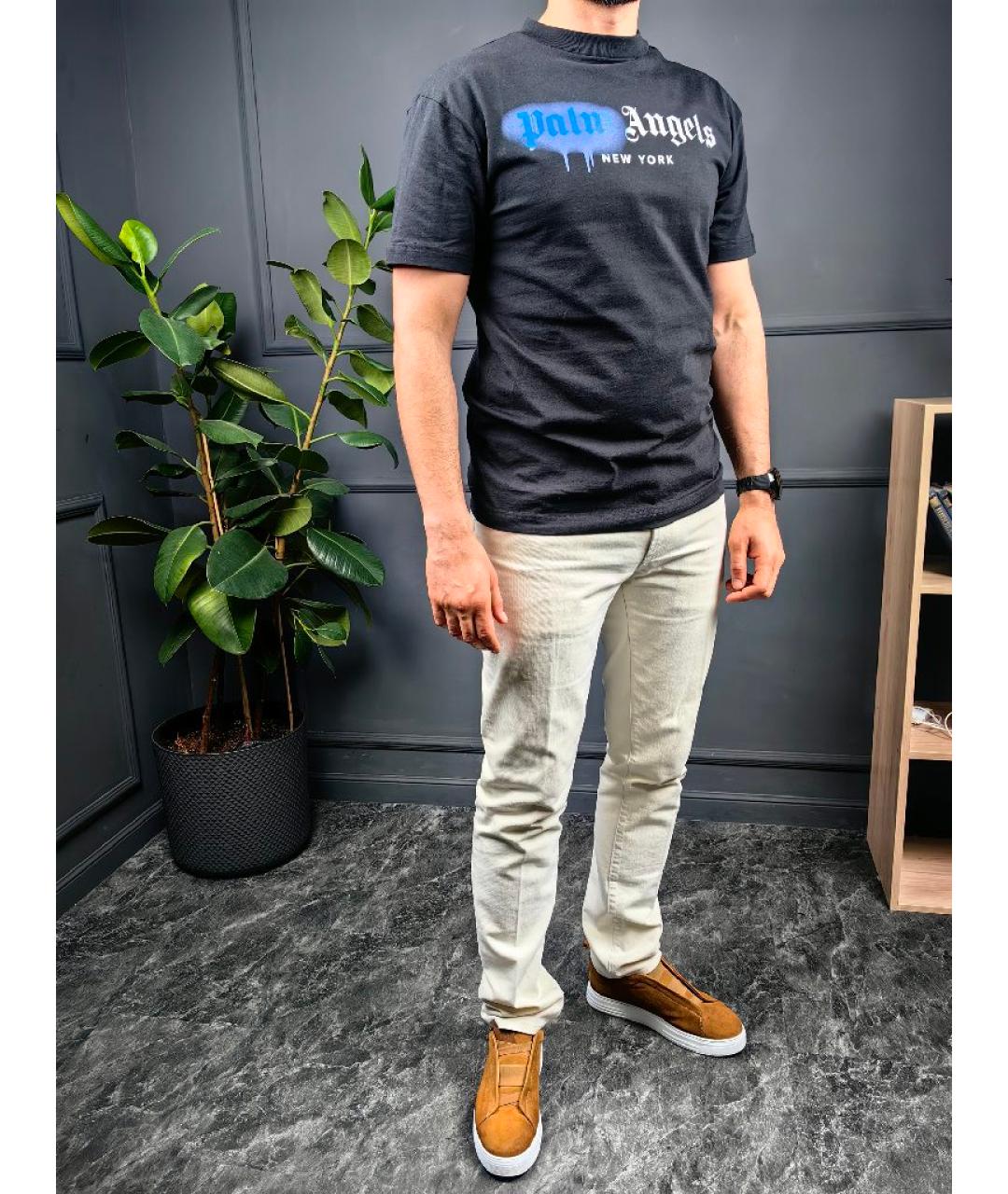 PALM ANGELS Черная хлопковая футболка, фото 6