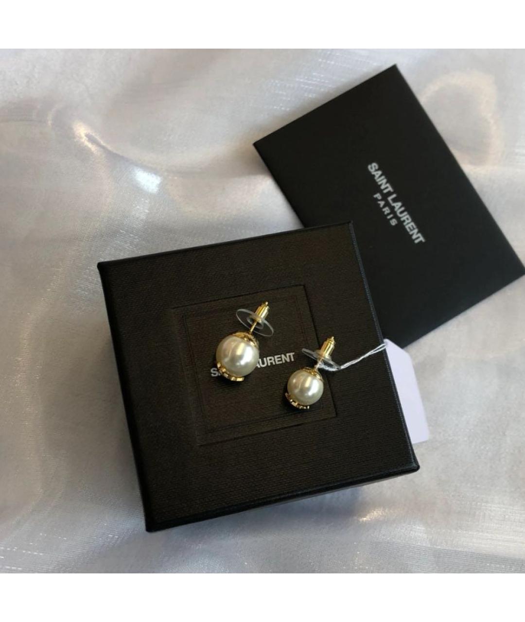 SAINT LAURENT Золотые латунные серьги, фото 3
