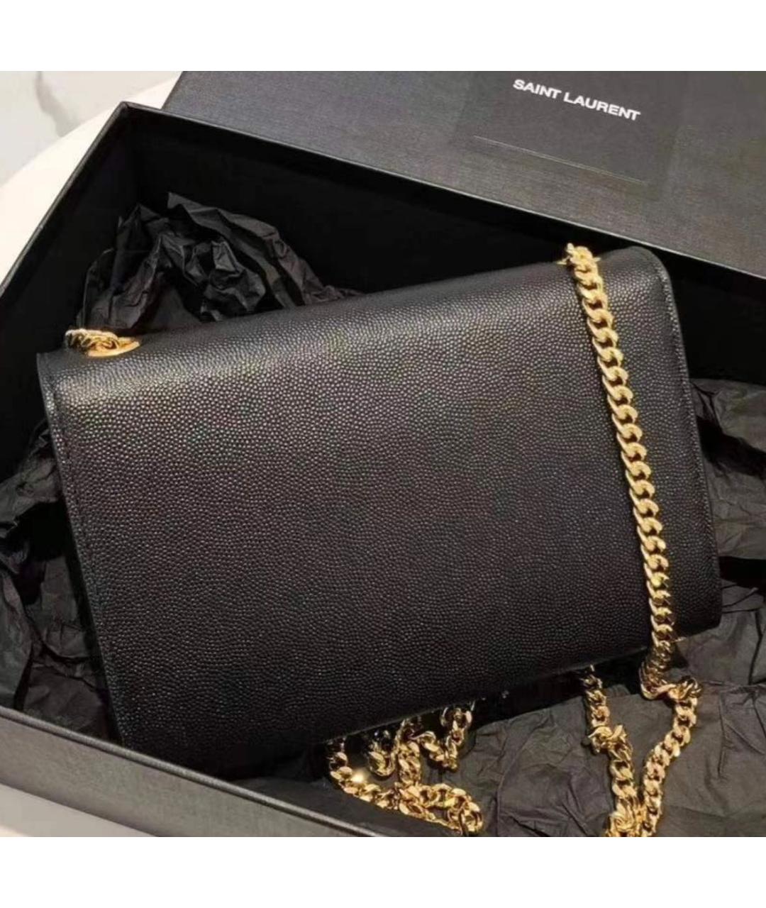 SAINT LAURENT Черная кожаная сумка через плечо, фото 3