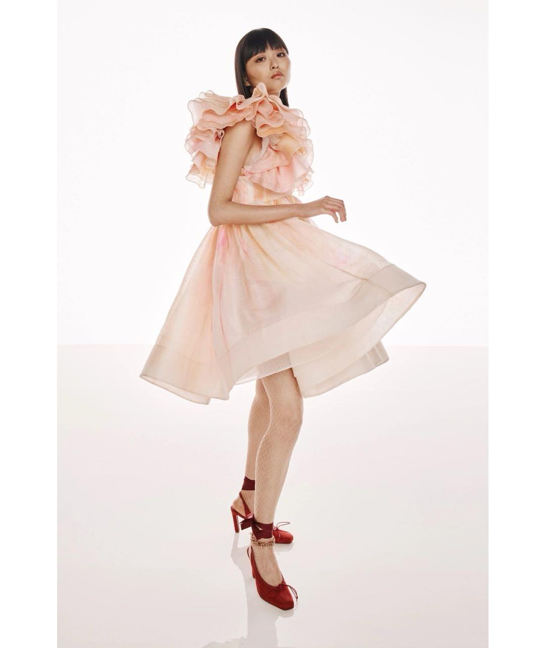 ZIMMERMANN Розовое льняное коктейльное платье, фото 2