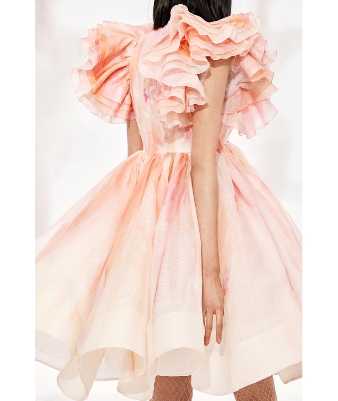 ZIMMERMANN Розовое льняное коктейльное платье, фото 6