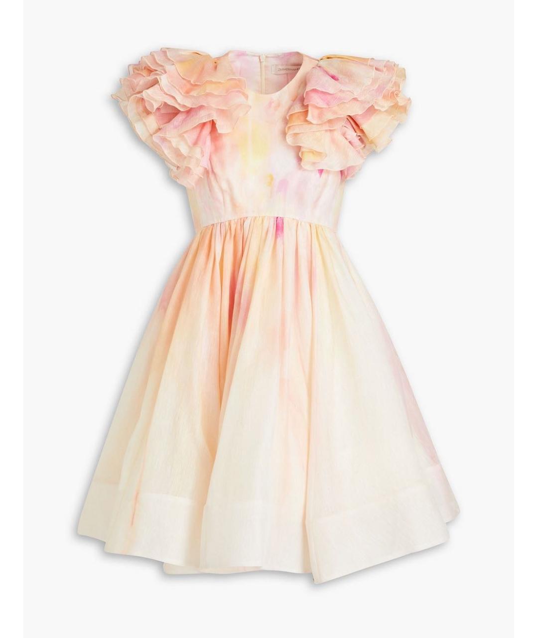 ZIMMERMANN Розовое льняное коктейльное платье, фото 7