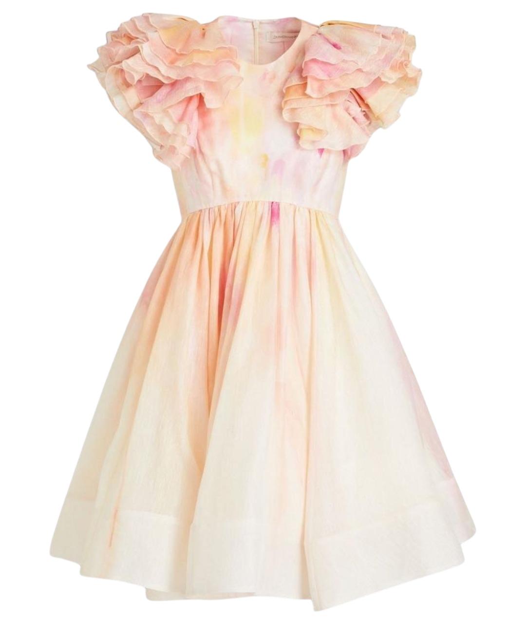 ZIMMERMANN Розовое льняное коктейльное платье, фото 1