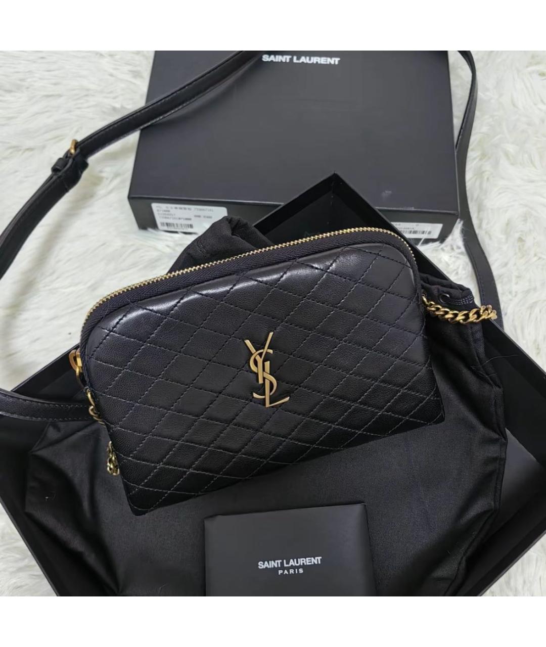 SAINT LAURENT Черная кожаная сумка через плечо, фото 2