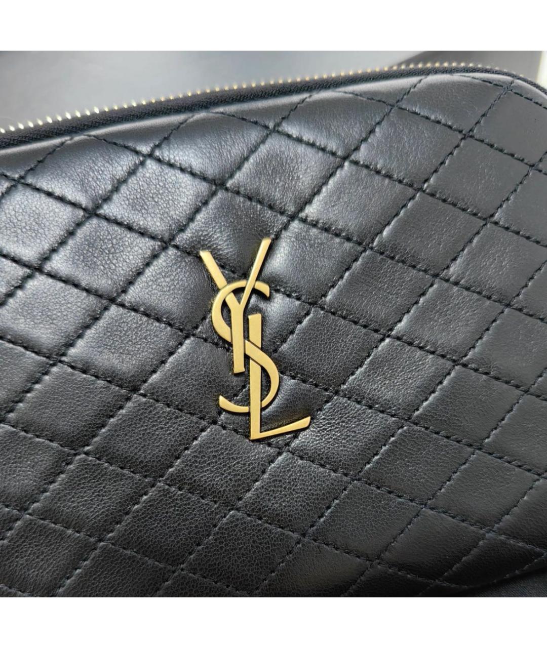 SAINT LAURENT Черная кожаная сумка через плечо, фото 3