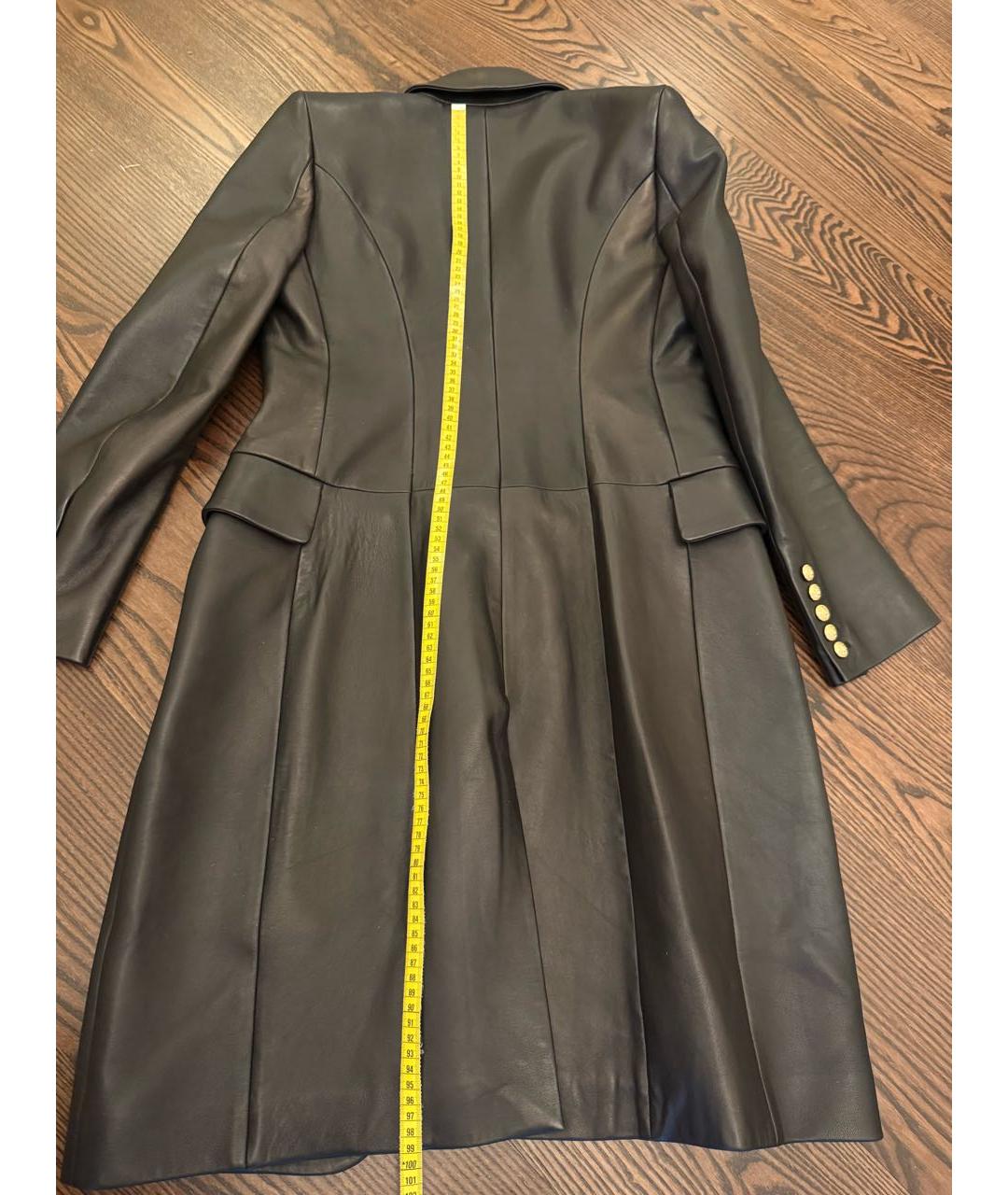 BALMAIN Черный кожаный тренч/плащ, фото 6
