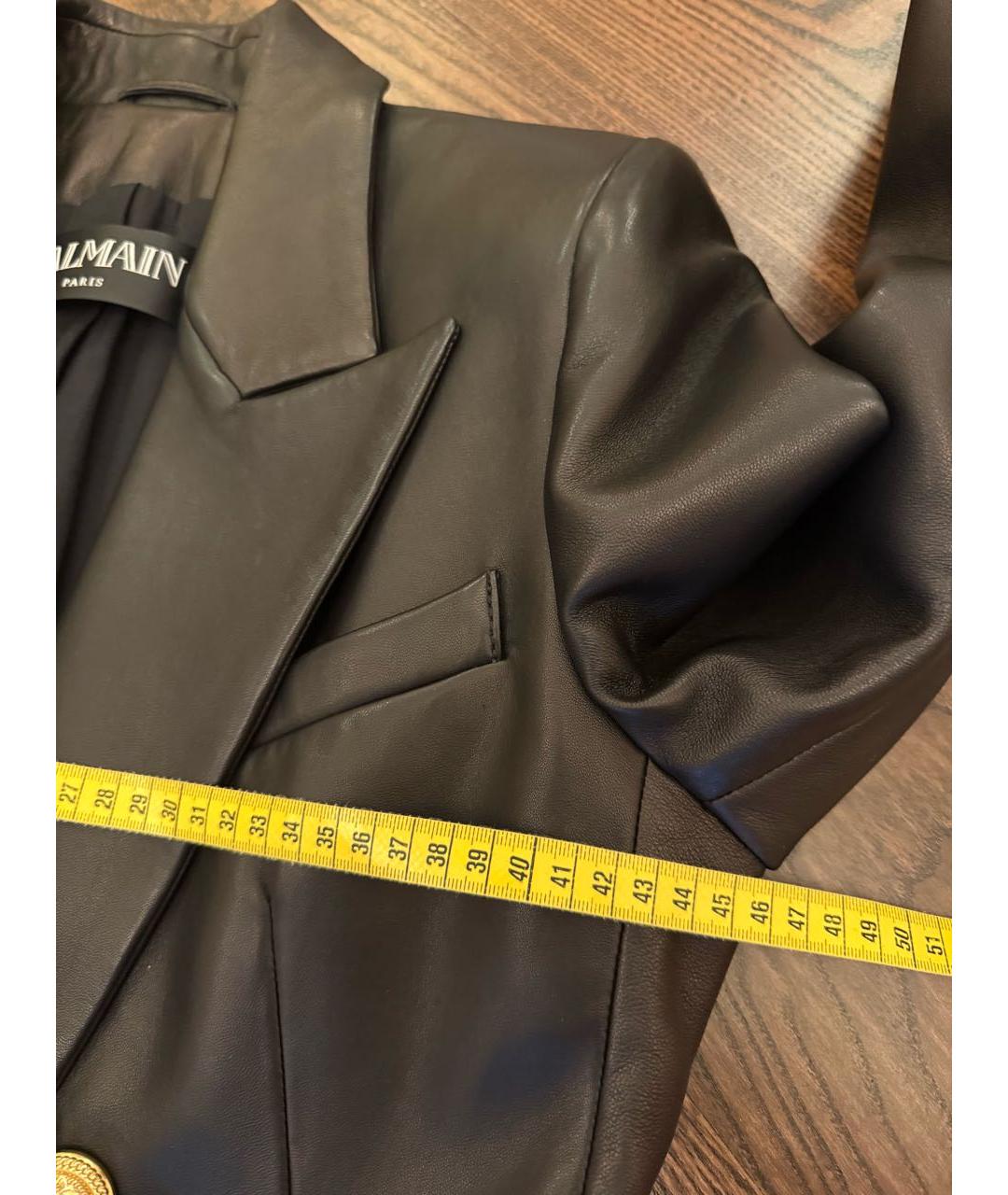 BALMAIN Черный кожаный тренч/плащ, фото 3