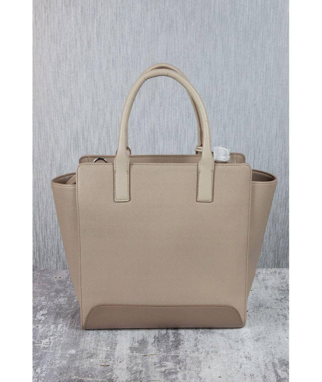 ARMANI JEANS Бежевая кожаная сумка с короткими ручками, фото 3