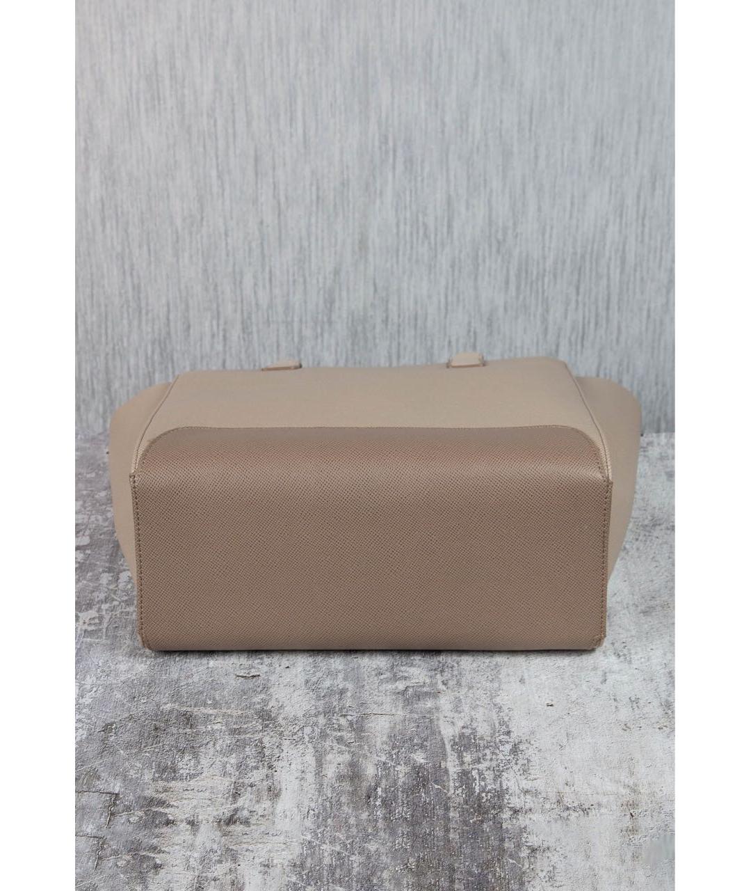 ARMANI JEANS Бежевая кожаная сумка с короткими ручками, фото 6
